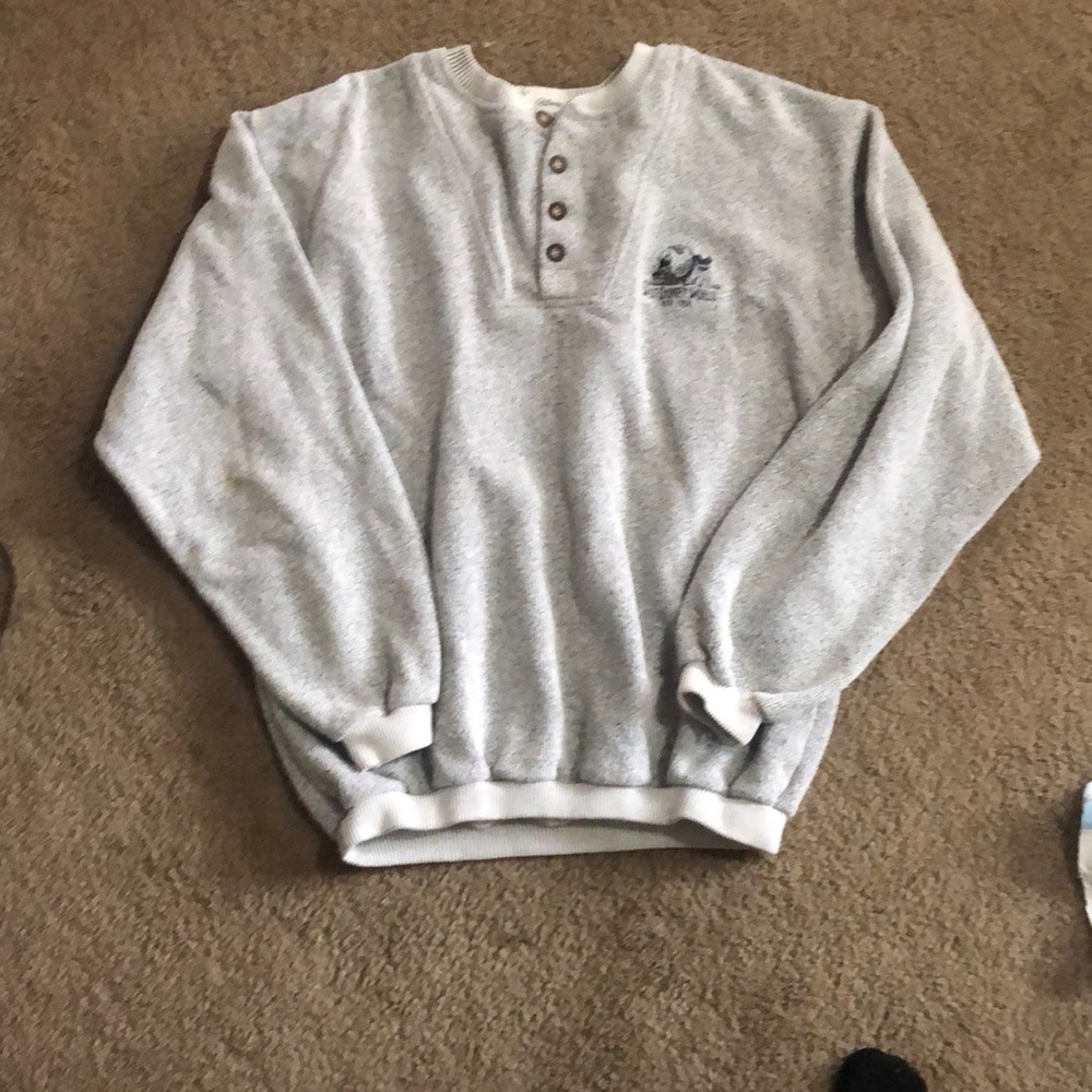 Gray long sleeve sweater, quarter button Walt Disney World